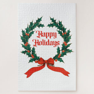 Prettige feestdagen  Holly Kerstkrans Legpuzzel