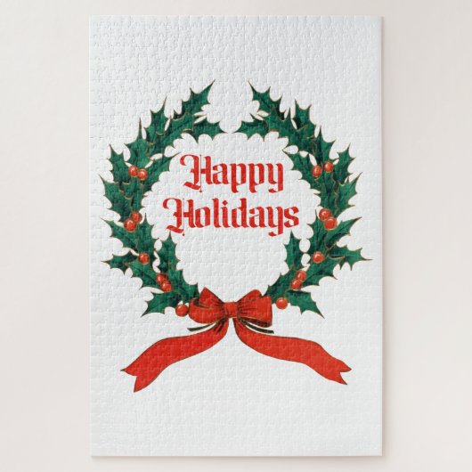 Prettige feestdagen  Holly Kerstkrans Legpuzzel (Verticaal)