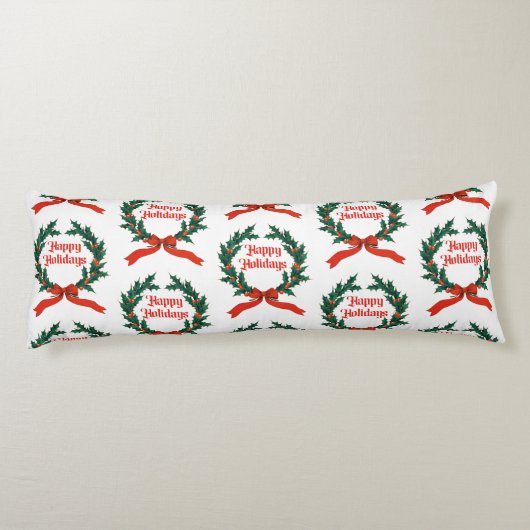 Prettige feestdagen  Holly Kerstkrans Lichaamskussen (Achterkant)