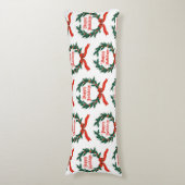 Prettige feestdagen Holly Kerstkrans Lichaamskussen (Voorkant Verticaal)