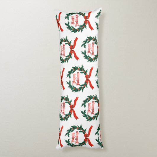 Prettige feestdagen  Holly Kerstkrans Lichaamskussen (Achterkant (Verticaal))