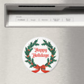 Prettige feestdagen  Holly Kerstkrans Magneet (Insitu (Vaatwasser))