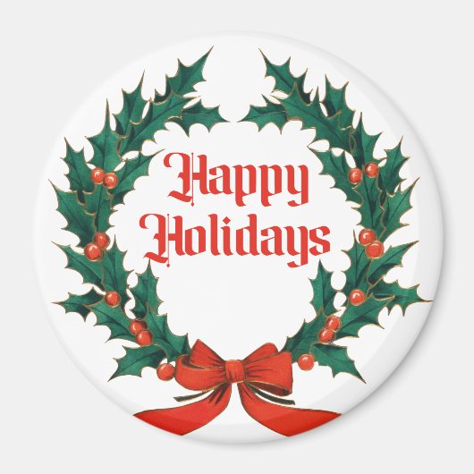 Prettige feestdagen  Holly Kerstkrans Magneet (Voorkant)