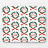 Prettige feestdagen Holly Kerstkrans Muismat (Voorkant)