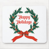 Prettige feestdagen  Holly Kerstkrans Muismat (Voorkant)
