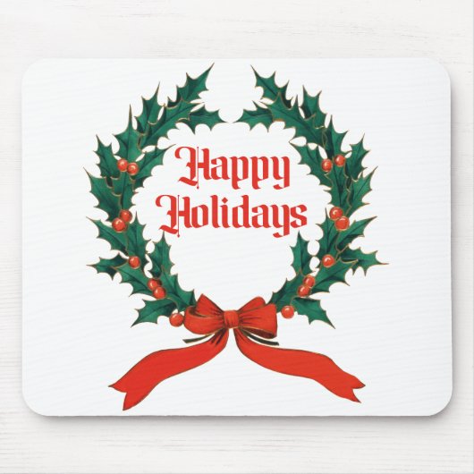 Prettige feestdagen  Holly Kerstkrans Muismat (Voorkant)