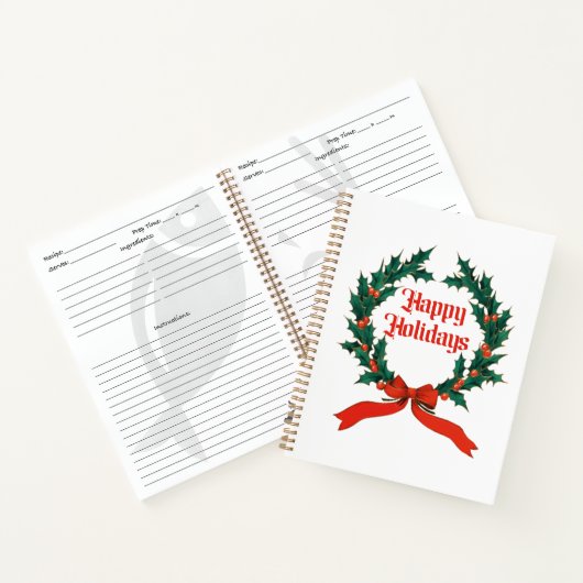 Prettige feestdagen Holly Kerstkrans Notitieboek (Binnen)