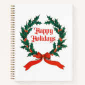 Prettige feestdagen Holly Kerstkrans Notitieboek (Voorkant)