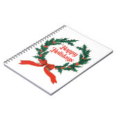 Prettige feestdagen  Holly Kerstkrans Notitieboek (Linkerzijde)