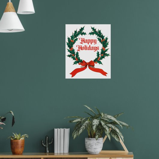 Prettige feestdagen  Holly Kerstkrans Poster (Woonkamer 1)