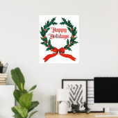 Prettige feestdagen  Holly Kerstkrans Poster (Thuiskantoor)
