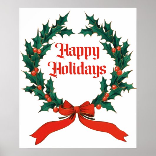 Prettige feestdagen  Holly Kerstkrans Poster (Voorkant)