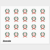 Prettige feestdagen Holly Kerstkrans Ronde Sticker (Vel)