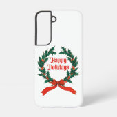 Prettige feestdagen  Holly Kerstkrans Samsung Galaxy Hoesje (Achterkant)