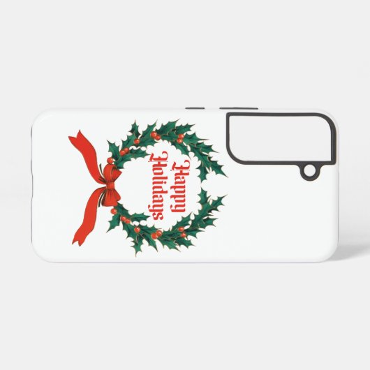 Prettige feestdagen  Holly Kerstkrans Samsung Galaxy Hoesje (Achterkant horizontaal)