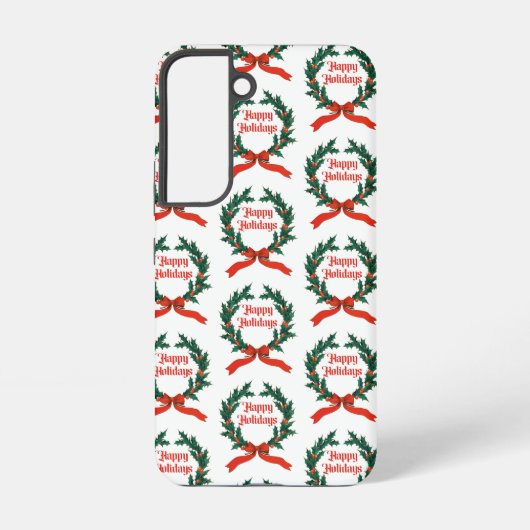 Prettige feestdagen Holly Kerstkrans Samsung Galaxy Hoesje (Achterkant)