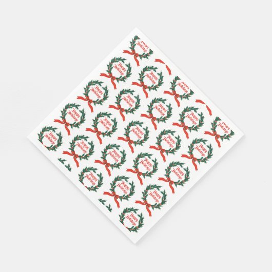 Prettige feestdagen Holly Kerstkrans Servet (Hoek)