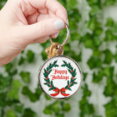 Prettige feestdagen Holly Kerstkrans Sleutelhanger (Hand)