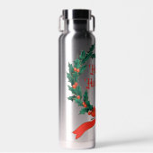 Prettige feestdagen  Holly Kerstkrans Waterfles (Voorkant)