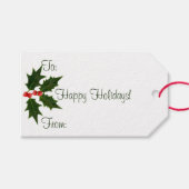 Prettige feestdagen Holly Labels behuizingen Cadeaulabel (Voorkant (Horizontaal))