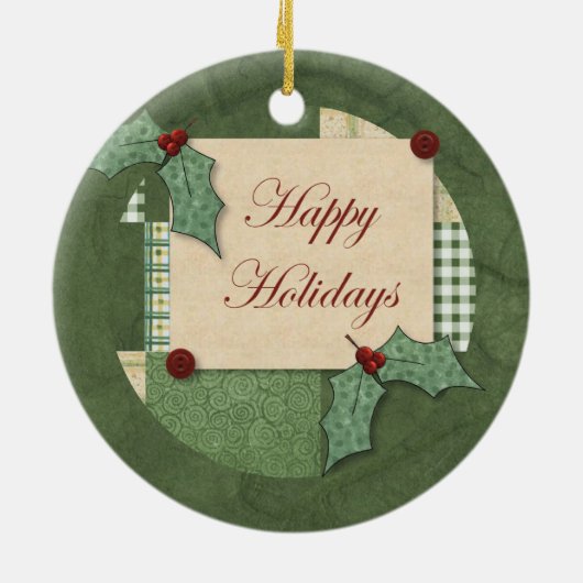 prettige feestdagen Holly Ornament (Achterkant)