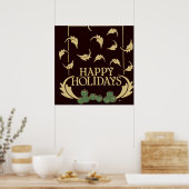 prettige feestdagen Holly Poster (Keuken)