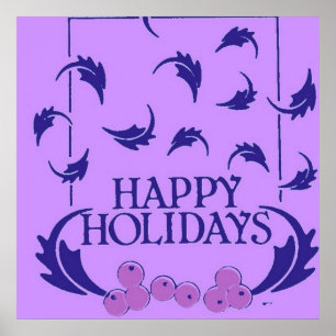 prettige feestdagen Holly Poster