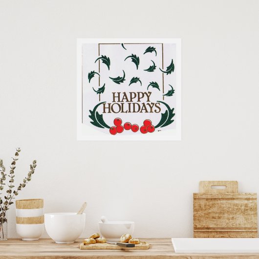 prettige feestdagen Holly Poster (Keuken)