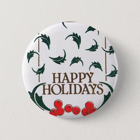 prettige feestdagen Holly Ronde Button 5,7 Cm (Voorkant)