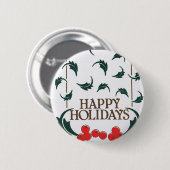 prettige feestdagen Holly Ronde Button 5,7 Cm (Voorkant /achterkant)