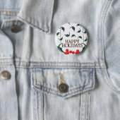 prettige feestdagen Holly Ronde Button 5,7 Cm (In situ)