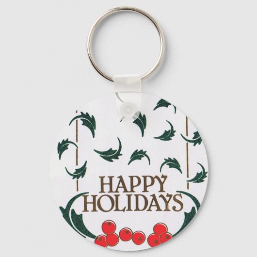 prettige feestdagen Holly Sleutelhanger (Voorkant)