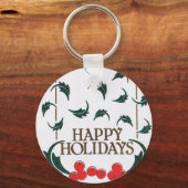 prettige feestdagen Holly Sleutelhanger (Voorkant)
