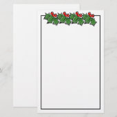 prettige feestdagen Holly Sprigs, kerstgroen Briefpapier (Voorkant / Achterkant)