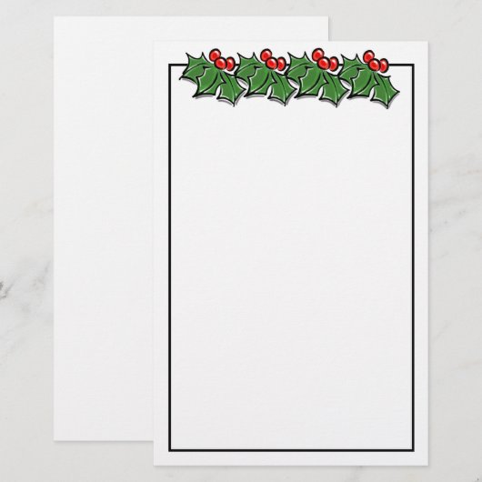 prettige feestdagen Holly Sprigs, kerstgroen Briefpapier (Voorkant / Achterkant)