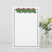 prettige feestdagen Holly Sprigs, kerstgroen Briefpapier (Staand voorkant)
