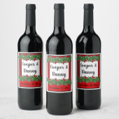 Prettige feestdagen Holly Springs Kerstgroen Wijn Etiket (Flessen)