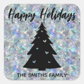 Prettige feestdagen Holografische Opal Stone achte Vierkante Sticker (Voorkant)