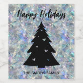 Prettige feestdagen Holografische Opal Stone achte Wijn Etiket (Enkel label)