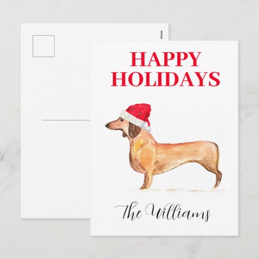 Prettige feestdagen Hond Dachshund Elegante waterv (Voorkant / Achterkant)