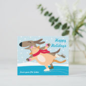 Prettige feestdagen Hond en kat schaatsen (Staand voorkant)