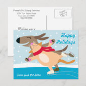 Prettige feestdagen Hond en kat schaatsen (Voorkant / Achterkant)