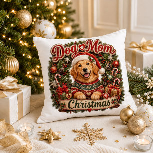 Prettige Feestdagen Hond Moeder Festivale Worp Kus Kussen