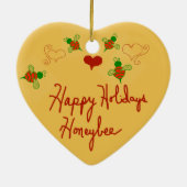 prettige feestdagen Honeybee Heart Ornament (Achterkant)