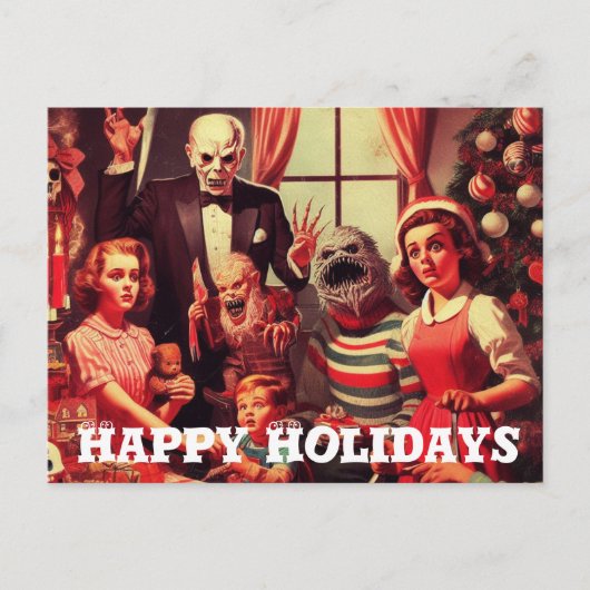 Prettige feestdagen Horror Retro Briefkaart (Voorkant)