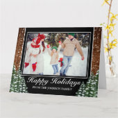 Prettige feestdagen Houtbos vouwen Foto Kaart (Gele Bloem)