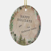 Prettige feestdagen Houtplak Keramisch Ornament (Rechts)