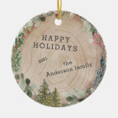 Prettige feestdagen Houtplak Keramisch Ornament (Voorkant)