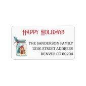 Prettige feestdagen Huis in een Jar Naam Naam Naam Etiket (Voorkant)