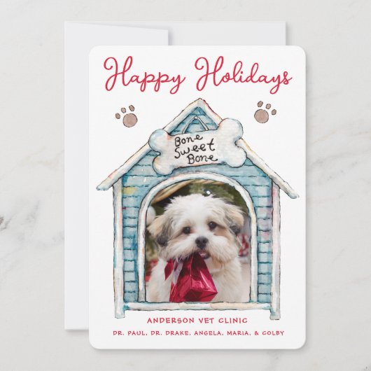 Prettige feestdagen Huisdier Zakelijke Foto Vakant Feestdagenkaart (Voorkant)